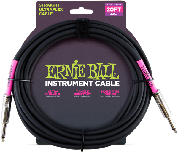 Ernie Ball Instrumentenkabel 6,09 m schwarz PO6046